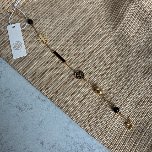 Tory Burch Gold Black Double T Logo Bracelet - Picture 9 of 9